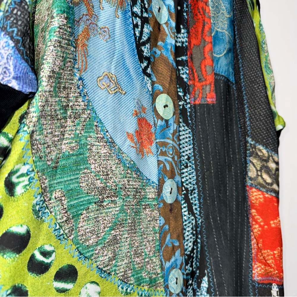 Desigual Multicolor Patchwork Blouse Size U. Art … - image 5